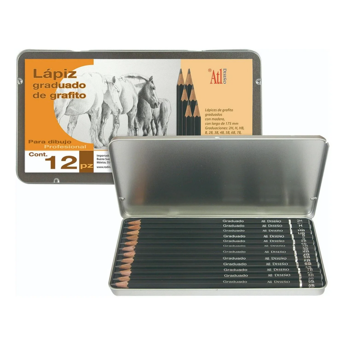 Set con 12 lápices de grafito ATL