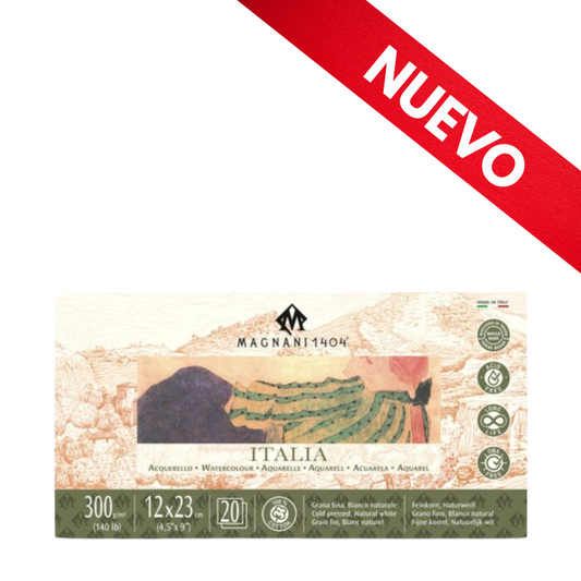 Block Acuarela Magnani Italia Grano Fino 300g 12x23cm