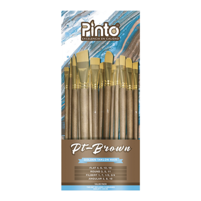 Set Pinceles PTBrown Golden Taklon Pinto