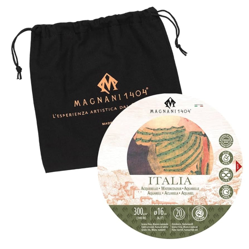 Block para acuarela redondo 300 g/m² grano fino Magnani Italia